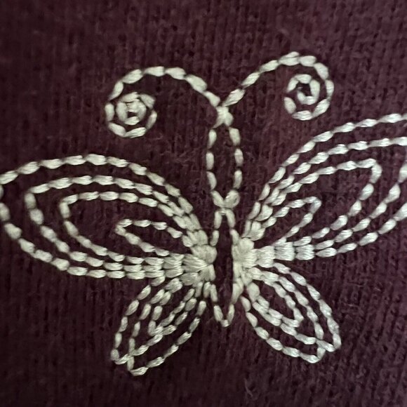 DISNEYLAND Vintage Tinker bell Hooded Sweatshirt Embroidered Skulls Purple SMALL - Picture 5 of 11